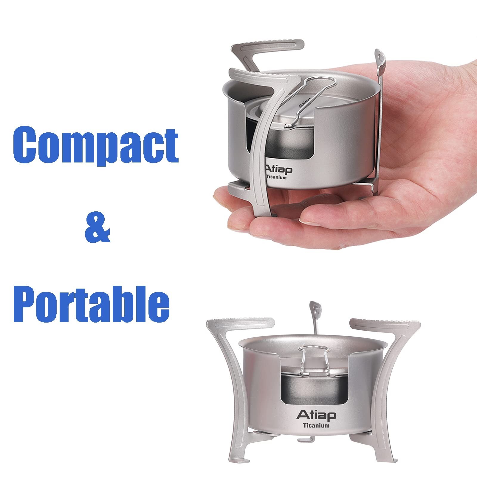 ATiAP Wood Burning Alcohol Stove Titanium Portable Grill Stove with