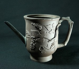 Antique Chinese Kangxi Period Yixing Tea Pot With European Silver Spout