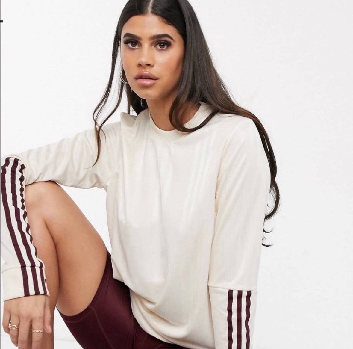 Adidas x Ivy Park Cream and Maroon Long Sleeve Jersey size S | eBay