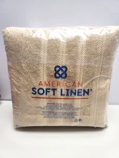 American Soft Linen Edison Luxury 100% Turkish Cotton 4 Bath Towel Set Beige