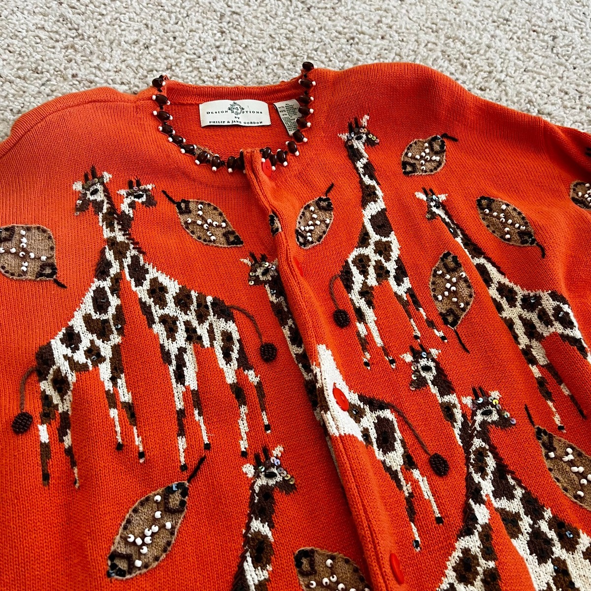 Vintage Design Options PHILIP & JANE GORDON Giraffe Cardigan