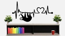 Sloth Heartbeat Lifeline Heart Wall Decal Sticker BG 493