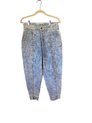 Vintage 80's Paris Blues Paper Bag Tapered Mom Jeans Acid Wash High Waist USA 28