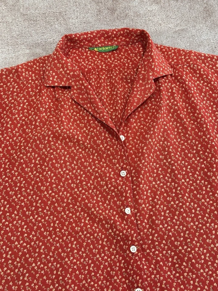 Blusa Top Cacharel Vintage 100% Algodón Floral Abotonada Romántica Femenina Talla 38 Foto 4 de 4