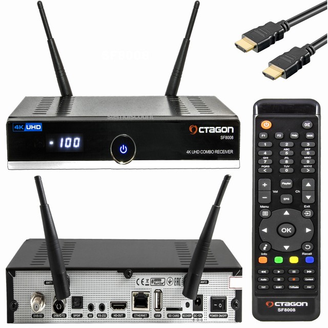 Récepteur TV Octagon SF8008 4K UHD Hybride Satellite/Câble/TNT - Linux E2, Enregistrement USB