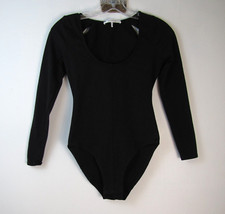 FRAME Denim Women's Size XS Black Stretch Long Sleeve Scoop Neck Cutout Bodysuit