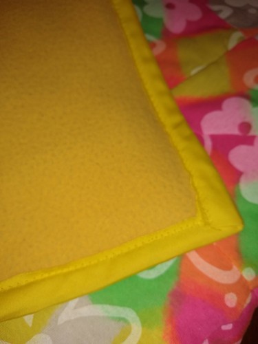 Handcrafted Baby Girls Lap Quilt Changing Pad ~ yellow and pink 32"X32" - Picture 4 of 7