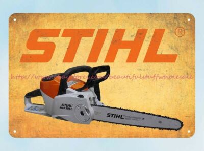 timber cutting chainsaw saw machine tools equipment garage metal tin sign