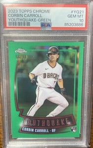 2023 Topps Chrome Corbin Carroll Youthquake Green Refractor Rookie RC /99 PSA 10