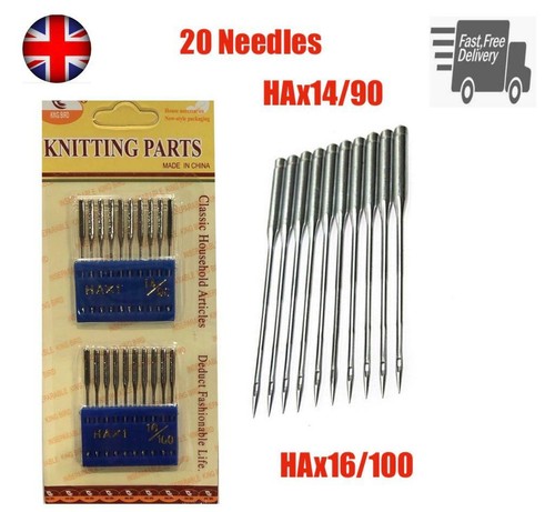 20Pcs Flat Round Domestic Home Sewing Machine Needles Brother Janome Singer HAX1 - Picture 1 of 3