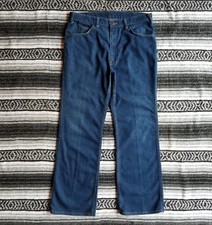 Vtg 60's Levi's Orange Tab 36 High Rise Relaxed Boot Cut Western Jeans Dark Wash