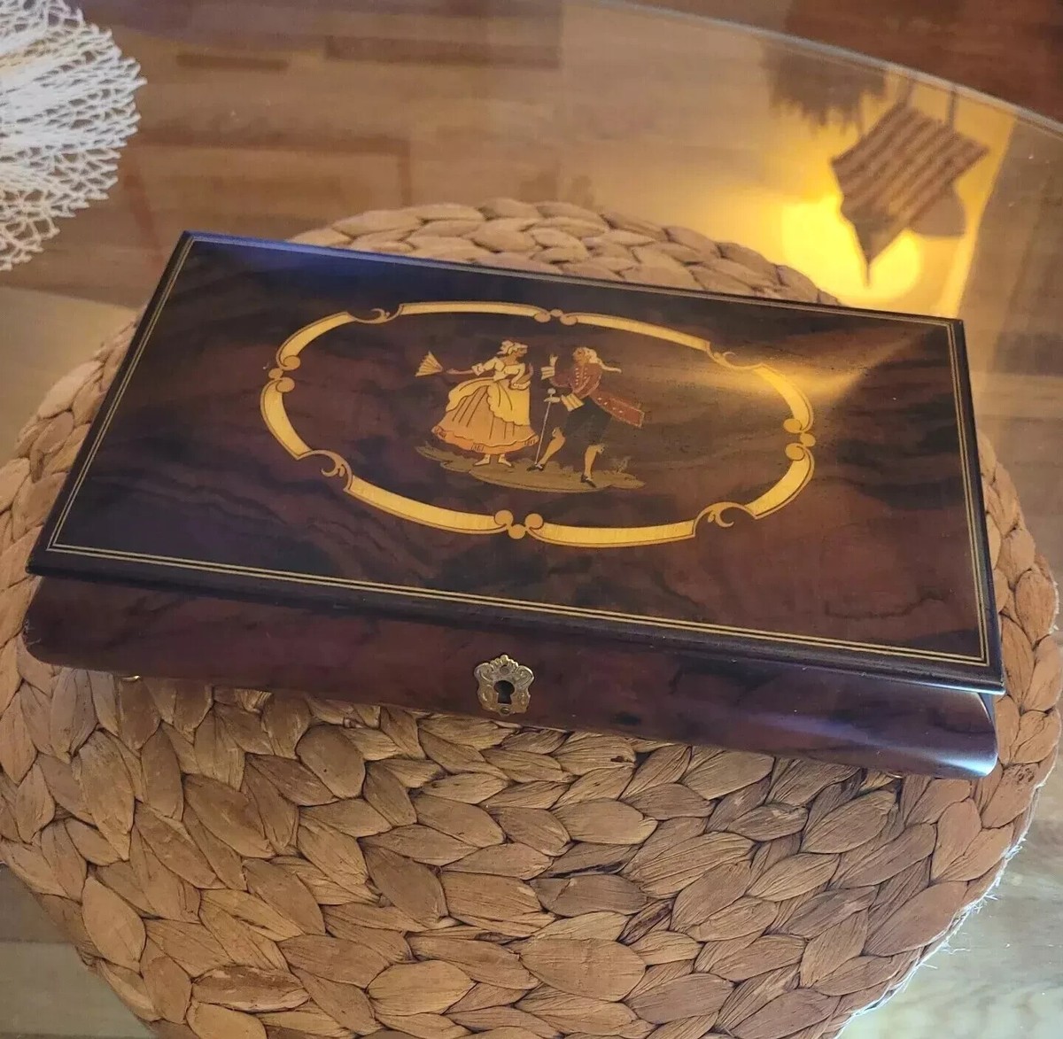 REUGE MUSIC オルゴール Romance 動作確認済 イタリア製 Reuge Romance Music Box, Swiss Movement, Inlaid. Made In Italy