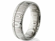 New 7mm Wide Damascus Steel Ring