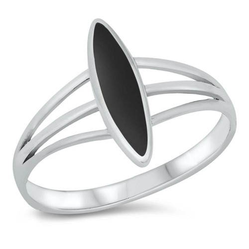 Marquise Black Onyx Fashion Love Ring New .925 Sterling Silver Band Sizes 5-12 - 第 1/4 張圖片