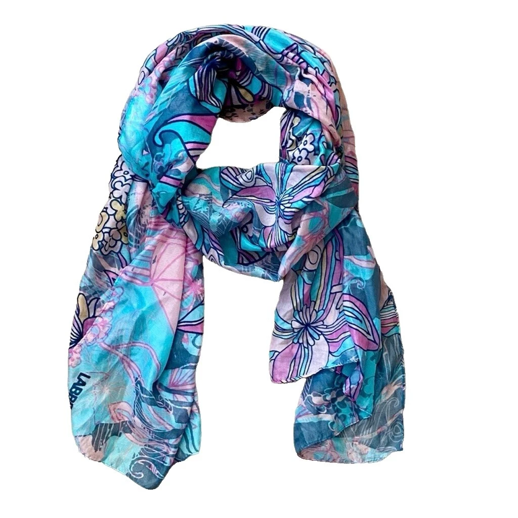 Bufandas y envolturas bohemias florales de seda para mujer