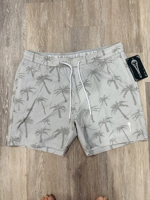 Men s Jeremiah s Trunk Short Scratchy Palms XL Gray Vapor Blue Mad Pelican NWT