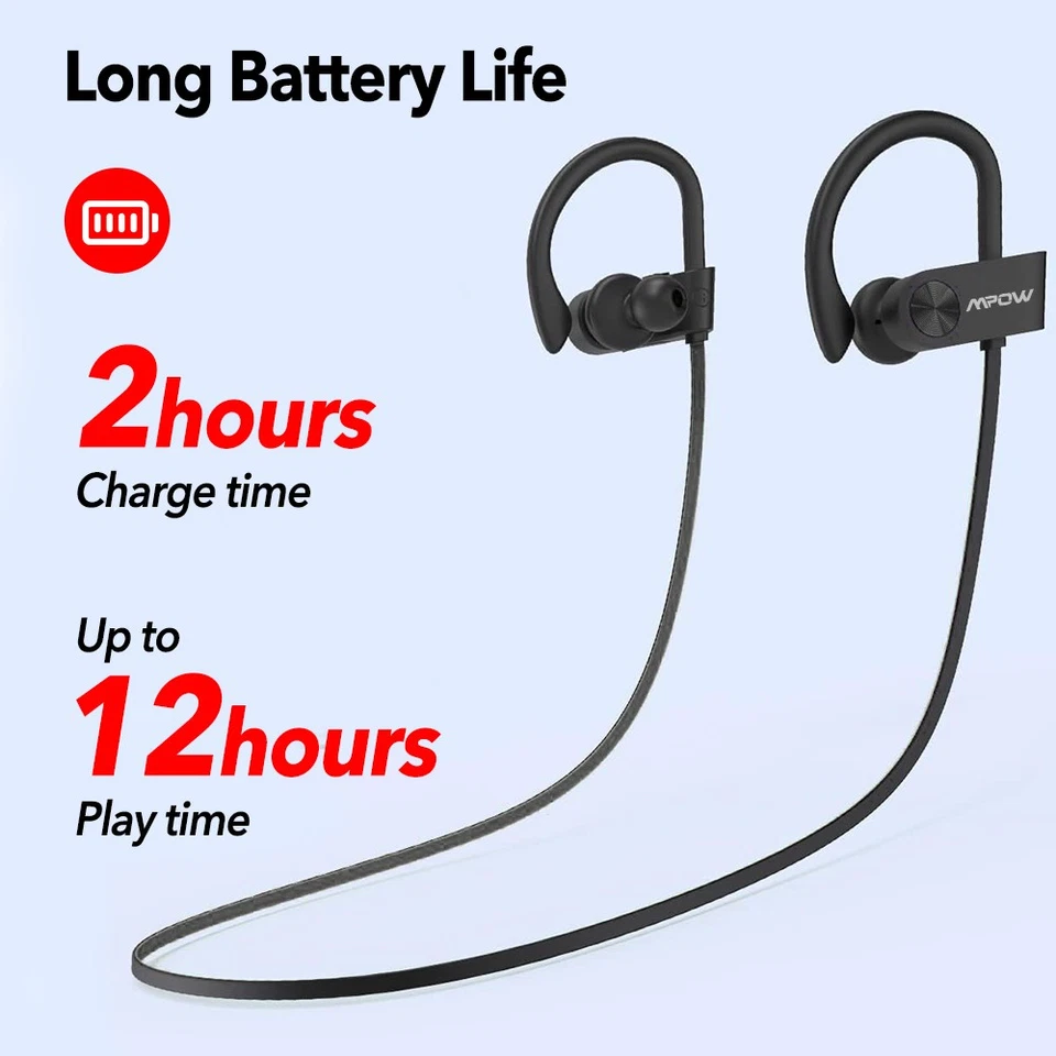 Mpow Bluetooth Headset HiFi Stereo Earbuds Wireless Sports Handsfree Headphones - Image 4 of 4