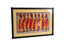 Signed Evanson K Hyera Original African Art Oil Painting Maasai Dancers 24x14