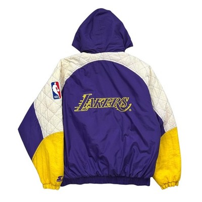 VTG 90s NBA LOS ANGELES LAKERS STARTER PUFFER JACKET HOODED SIZE