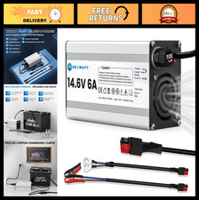 14.6V 6A LiFePO4 Battery Charger for 12V Lithium Deep Cycle Batteries, LED Indic