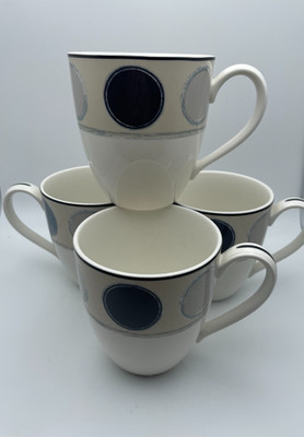 Noritake Ambience Java Graphite Coffee Mugs 14oz #7998 Sri Lanka S/4 Cups B14