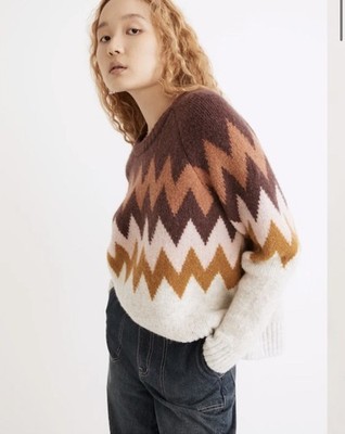 Madewell Delwood Fair Isle Sweater S Oversized Boxy Wool Alpaca Blend Very Warm
