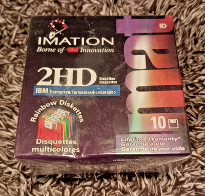 10 Rainbow Colors Floppy Disks IMATION 2HD 1.44MB New Old Stock SEALED