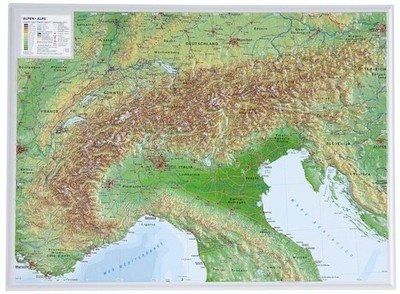 Alpen klein 1 : 2 400 000 Tiefgezogenes Kunststoffrelief