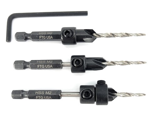 Countersink Drill Bit Set for Wood with Tapered Drill Bit 3 Pc #6 (9/64") - Picture 7 of 9