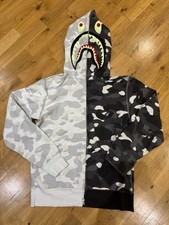 BAPE Shark Camo hoodie in black and white - Glow in the Dark - Size L