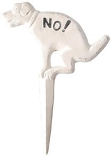 No Pooping Yard Sign 12.25 H White Decorative Cast Iron Stake