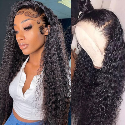13x4 HD Lace Front Wig Human Hair Pre Plucked 180% Density Wet Wavy Bob HD Lace Wigs Realistic 13*4 Lace Front Wigs Human Hair Deep  main image 2