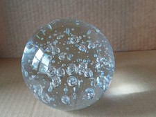 Vintage Clear Bullicante Paperweight Art Glass Round Crystal Ball Orb