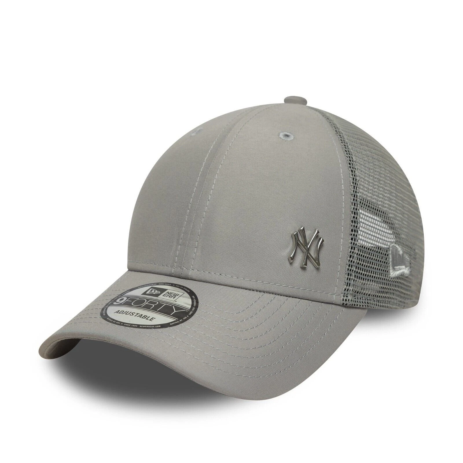 NEW ERA NEW YORK YANKEES BASEBALL CAP.9FORTY FLAWLESS GREY MESH TRUCKER HAT S25