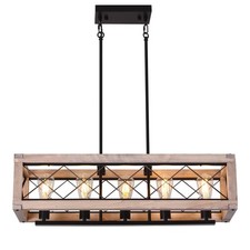 Lámpara de comedor de madera MantoLite, lámpara de araña de granja cocina penda...