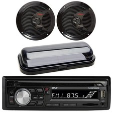 Pyle 1-DIN Marine Bluetooth MP3/CD Receiver W/Cover, 2x 6.5" 150W Max Speakers