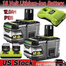 1丨4PACK For RYOBI P108 18V 12.0AH High Capacity Li-ion Battery/Charger Lots P107