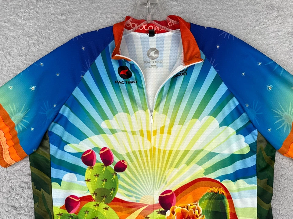 Pactimo Cycling Jersey Adult Extra Large Blue Green Arizona Desert 1/2 Zip Poly - Image 4 of 4