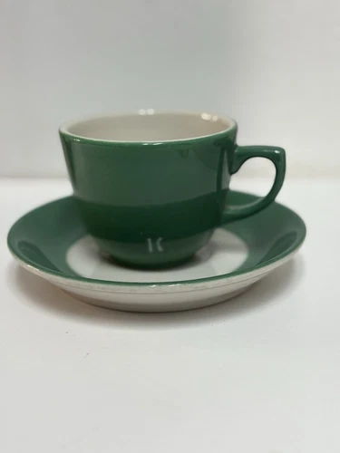 Vintage Shenango Restaurant Ware Emerald Green Cup And Saucer