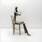 Alfons Bury Bronze Violinist Sculpture Signed Modernist Seated Musician — photo 3