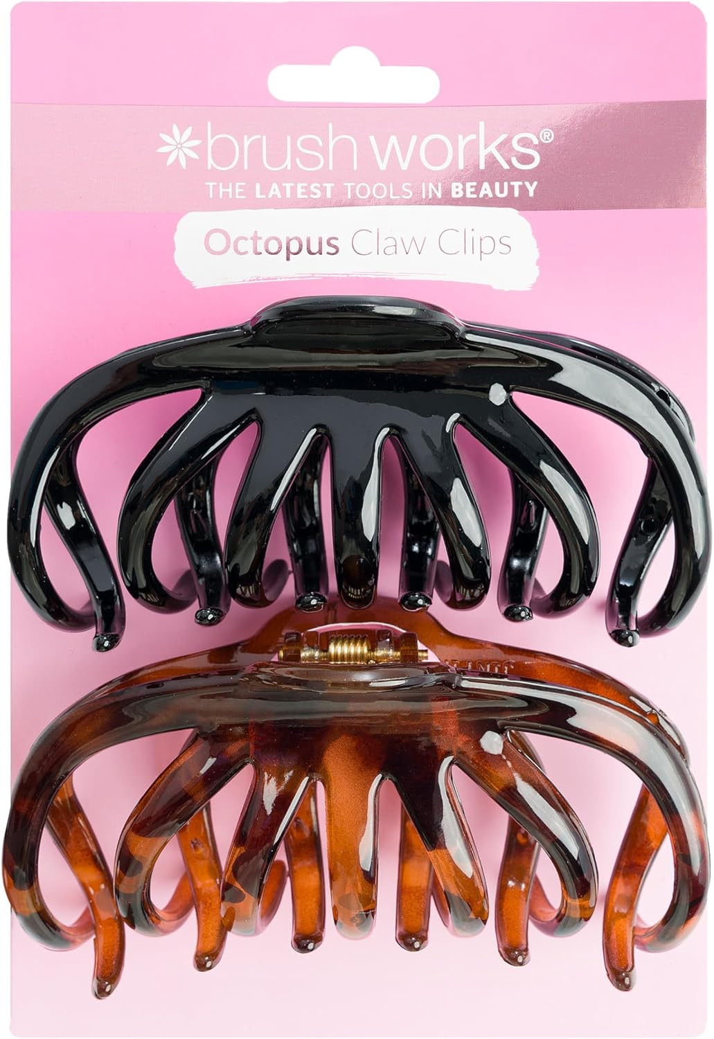 Brushworks Octopus Claw Clips – 2 Pack Strong Hold Hair Clips for Thick Hair, Fr