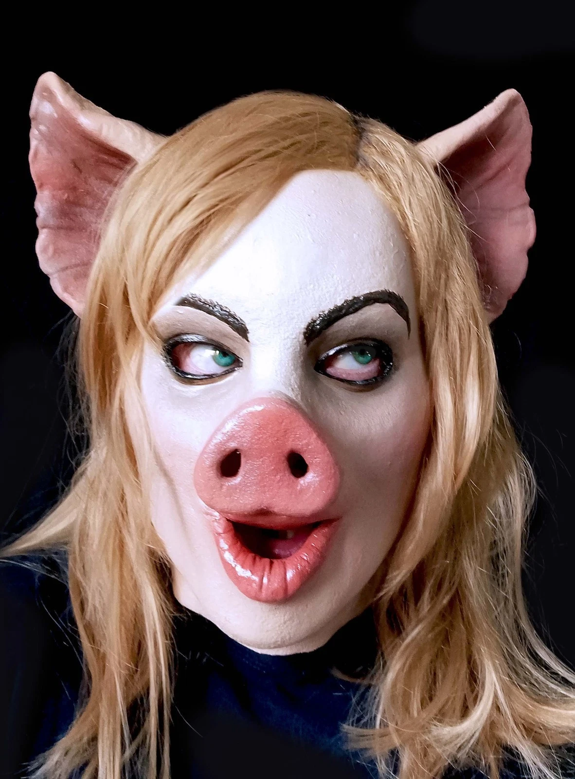 Piggy Girl Latex Mask, Sexy Costume Accessory, Cosplay