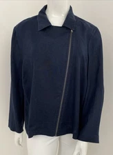 Taking Shape Virtuelle Plus 24 Navy Blue Lightweight Pure Linen Zip Jacket