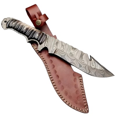 Custom Handmade Damascus Steel Fixed Blade Full Tang Jagdmesser mit Scheide
