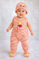 Unisex Romper Booties Cap Set 0-6 M Crocheted With Duck Applique Baby Winter Set