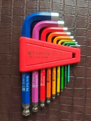 PB SWISS TOOLS 212.H-10 RB Sechskant Stiftschlüssel RAINBOW, kurz, Kugelkopf NEU