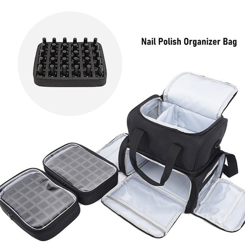 Nail Polish Organizer Bag Large Capacity Holds 70 Bottles Double Layer Nail HR6 - Picture 5 of 24