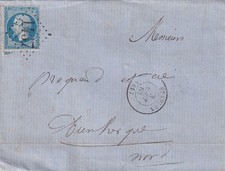🦬Lettre avec N°22 - 20 c Empire dentelé - GC 1437 - Etaples - Indice 6🦬
