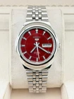 Seiko 5 Automatic Watch Red Dial Men's Wristwatch 6309 Japan Movement Vintage
