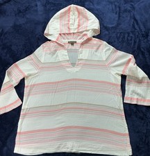 Tommy Bahama Cotton Striped Beach Summer Top Hoodie - size XL 